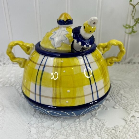 Blue Sky Sugar Bowl & Creamer Set With Spoon By Heather Goldminc Country Ceramic - Picture 2 of 16